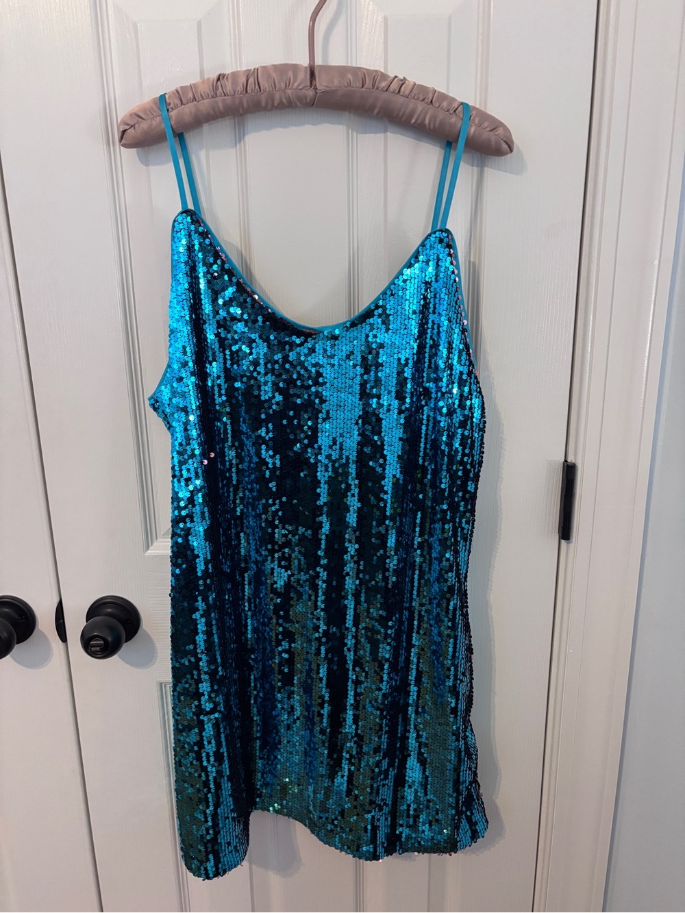 Allegra K Glitter Sequin Slip Dress Showgirl Halloween Concert Costume